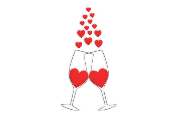 Review: Two Glasses with Hearts Embroidery Design